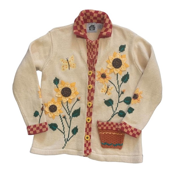 Storybook Knits Sweaters - Storybook knits cottage core sunflower cardigan Medium